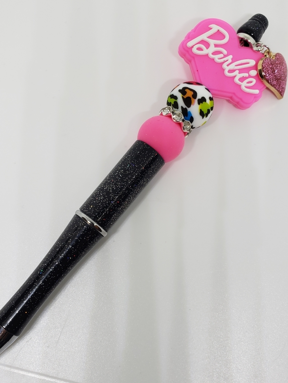Handmade Glitter Barbie Beaded Silicone Focal Bead Pen - Picture 2 of 2